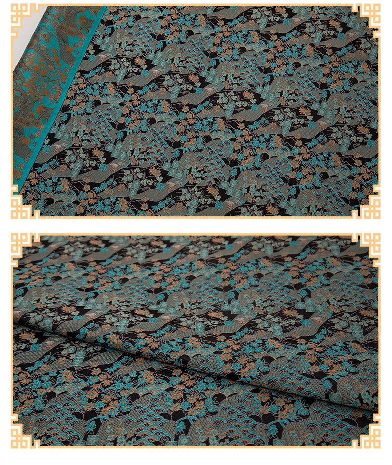Tissu brocart de soie à motif floral : 57 po de largeur, pour ameublement de cheongsam