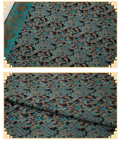 Tissu brocart de soie à motif floral : 57 po de largeur, pour ameublement de cheongsam