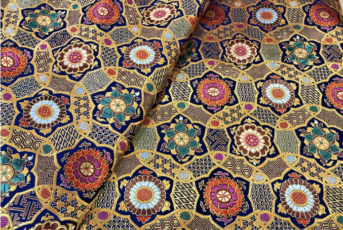 Auspicious Baoxiang Flower Brocade Fabric: Tibetan Robes, Shrines (29.5"W)