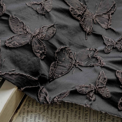 Black 3D Butterfly Jacquard Fabric: Upholstery, Drapery, Wall Decor - 55" Wide