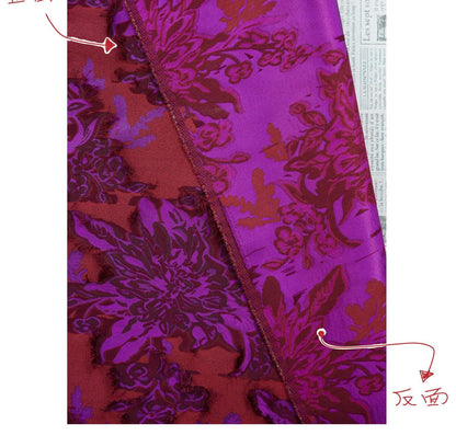 Red & Purple Floral Jacquard Fabric ��� Textured Woven Materi" Wide
