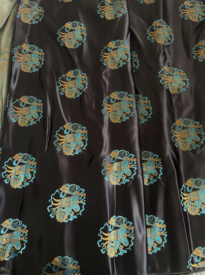 Dragon Brocade Fabric: Colorful Jacquard Satin, 35"W Home Decor