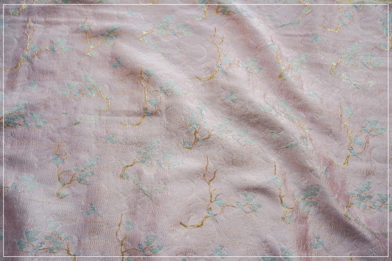 Pink & Gold Jacquard Fabric: 3D Upholstery, Costume, Decor (57"W)