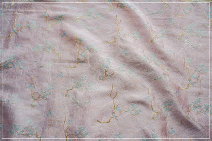 Pink & Gold Jacquard Fabric: 3D Upholstery, Costume, Decor (57"W)
