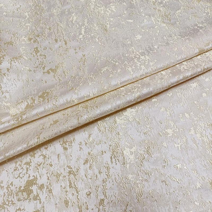 Tissu jacquard à texture 3D métallisée - Blanc doré, 140 cm de large