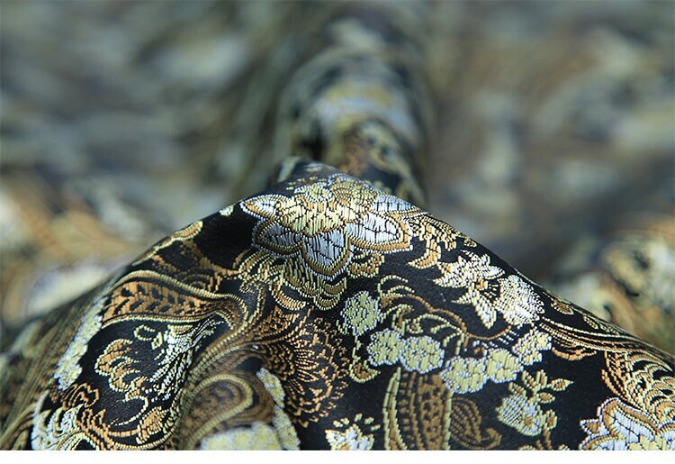 Lotus Flower Silk Brocade Fabric: Colorful Cheongsam Qipao Material, 35"W