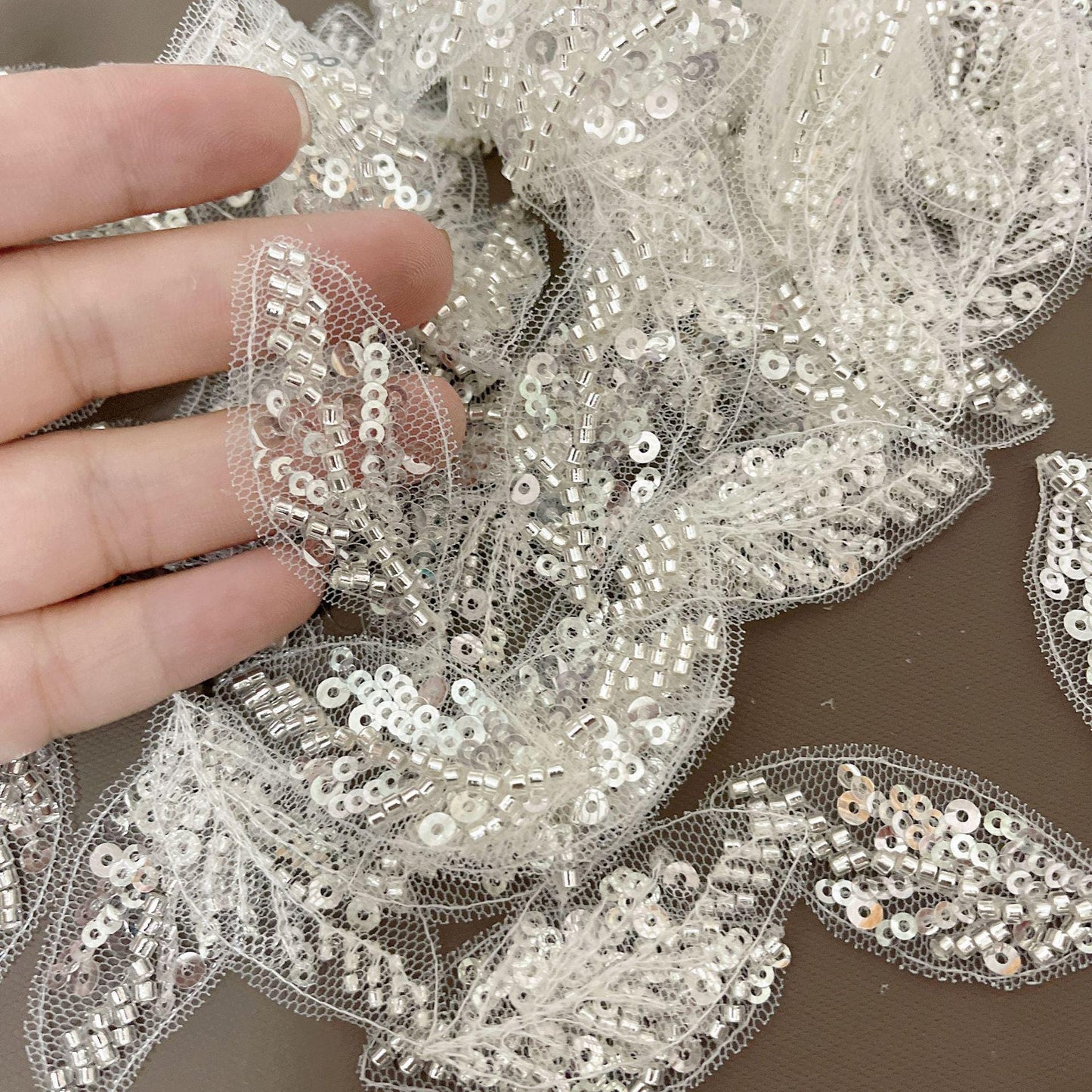 Sequin Leaf Applique: DIY Bridal Headwear, Gown Accessories