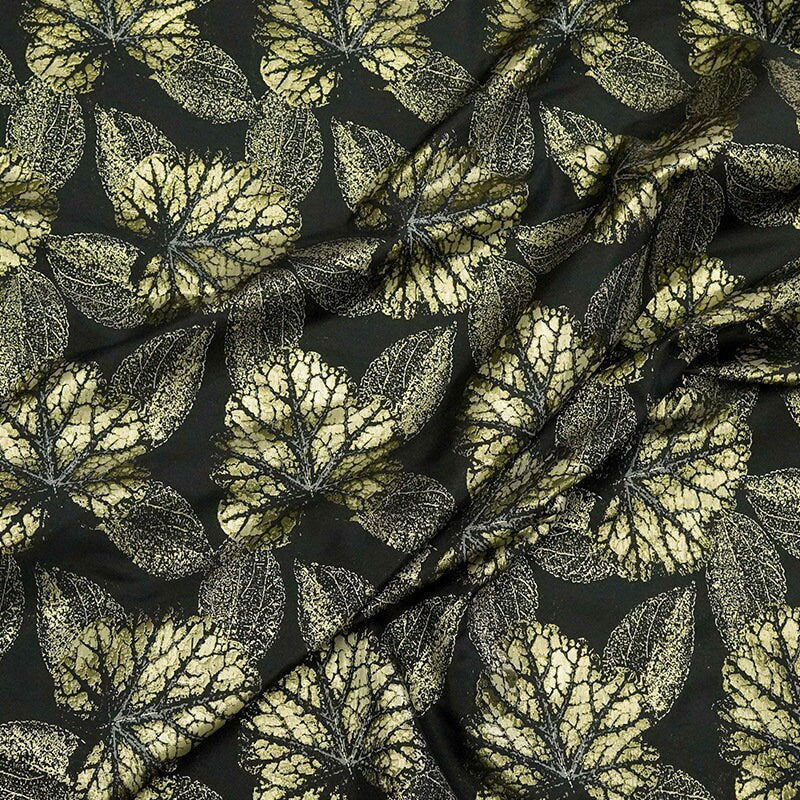 Gold Thread Jacquard Fabric: Blue Floral 3D Texture, 57" Wide By Meter