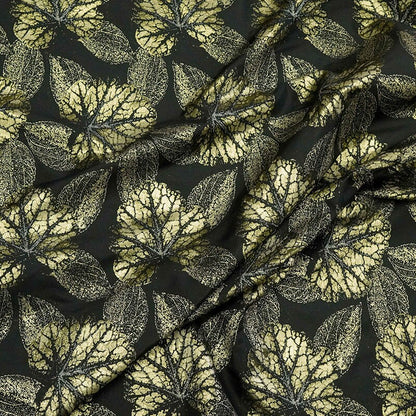 Gold Thread Jacquard Fabric: Blue Floral 3D Texture, 57" Wide By Meter