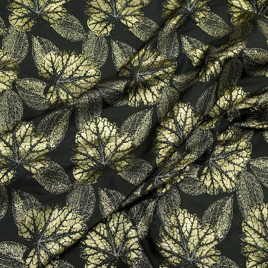 Tissu jacquard à fil doré : texture florale bleue en 3D, largeur 145 cm (57 po), vendu au mètre.