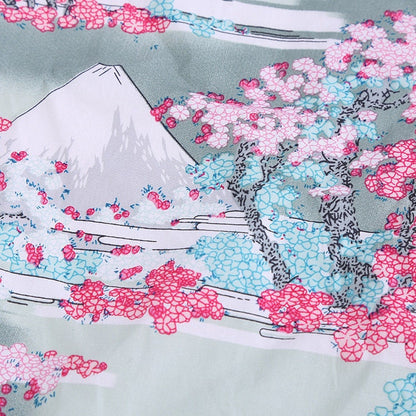 Mount Fuji Cotton Fabric: Japanese Floral Print, Sewing & Upholstery