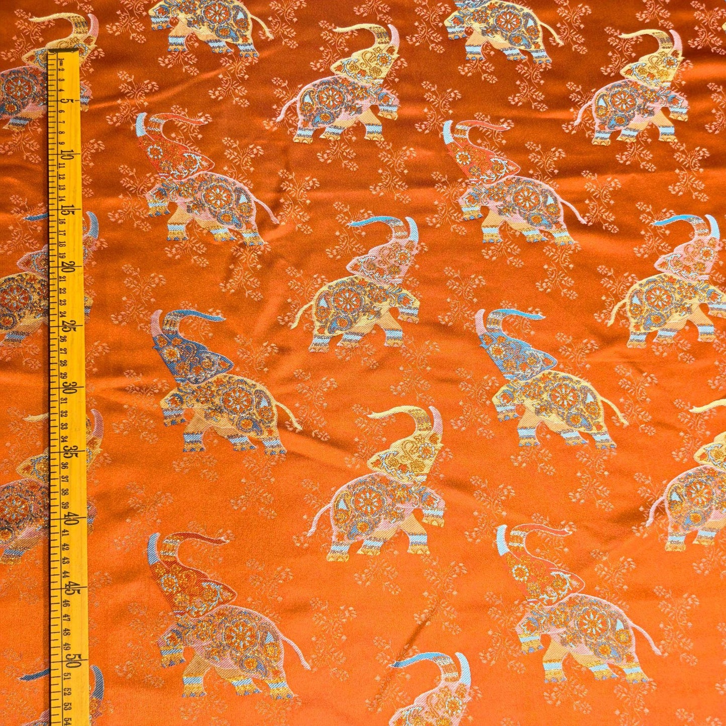 Orange Elephant Jacquard Brocade Fabric ��� Song-Style Upholstery Ma