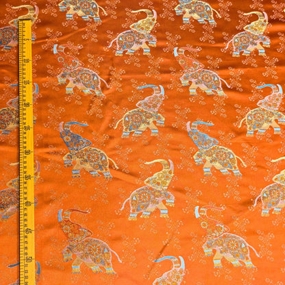 Orange Elephant Jacquard Brocade Fabric ��� Song-Style Upholstery Ma
