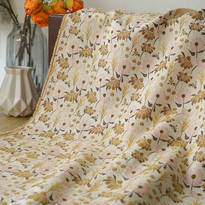 Floral Jacquard Woven Fabric: Coffee Pink Embossed Upholstery, 60" Wide