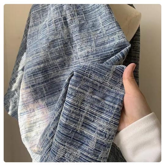 Washed Denim Fabric: Jacquard Cotton Textile for DIY Crafts