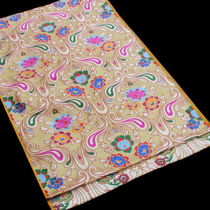 Tissu brocart jacquard à motifs floraux : mélange de soie Gaza indienne et de rayonne