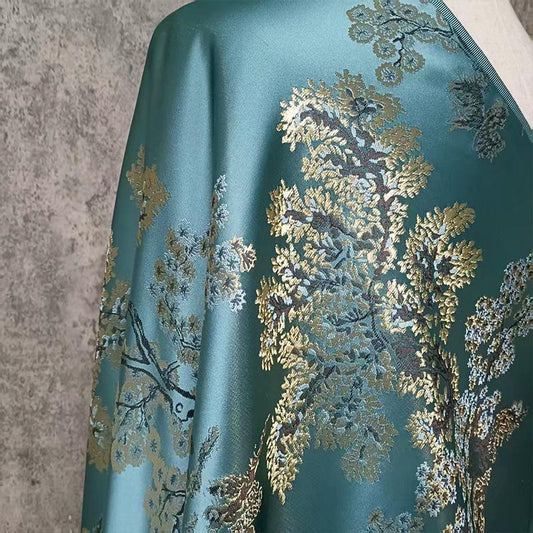 Zamioculcas Jacquard Brocade Fabric ��� Money Tree Pattern Upholstery & Clothing Material, sell by the met"Wide