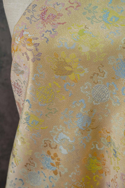 Three Fortunes��� Brocade ��� Traditional Song-Inspired Gold Thread Jacquar" Wide