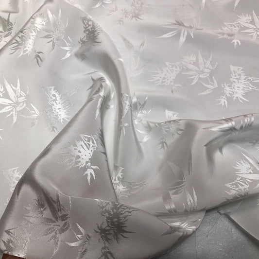 White Bamboo Jacquard Fabric: 59"W Cotton Rayon Blend