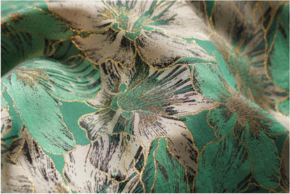 Gold Thread Floral Jacquard Fabric: 65"W Designer Upholstery