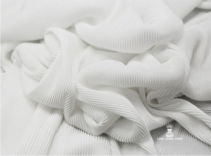 Pleated Striped Satin Fabric: Silky Crinkle Drape, 63" Wide