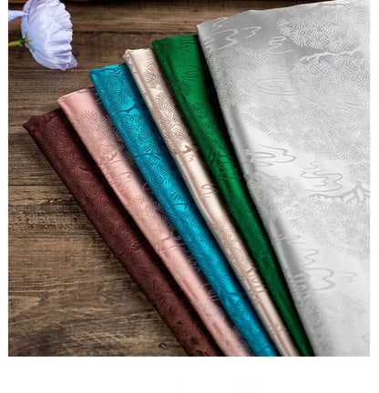 Pine Branch Silk Brocade Fabric: 35"W Damask, Upholstery & Sewing