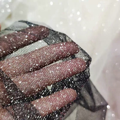 Glitter Voile Fabric: Silver-Sprayed Mesh, Romantic Wedding Veil, 59"W