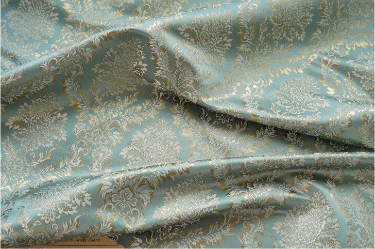 Gold Thread Brocade Jacquard Damask Fabric - Retro Palace Style