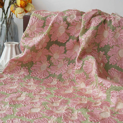 Gold Thread Jacquard Fabric: 3D Embossed Floral Woven Material, 55"W