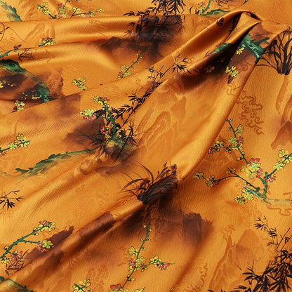 Tissu de gaze cantonaise en satin perlé à motifs floraux : tissu pour qipao cheongsam, 147 cm de large