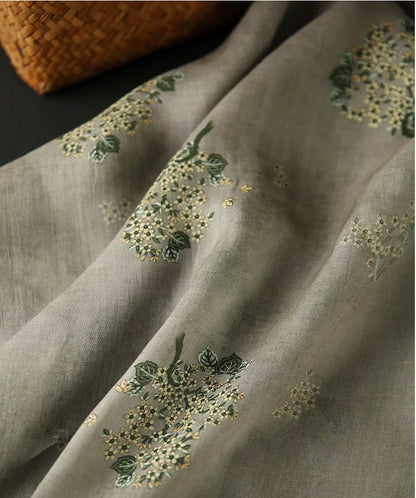 Floral Ramie Fabric: Birds and Flowers Print, 55" Wide - By The Meter