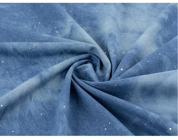Blue Tie-Dye Denim Fabric ��� Sparkling Sequins, 100% Cott" Wide