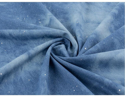 Blue Tie-Dye Denim Fabric ��� Sparkling Sequins, 100% Cott" Wide