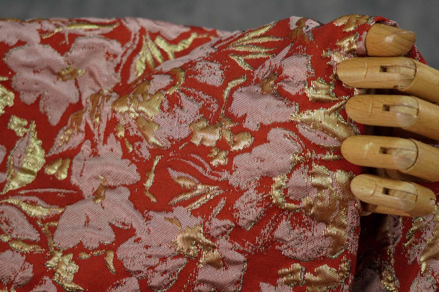 Embossed Floral Jacquard Fabric ��� Gold & Silver Threa" Wide