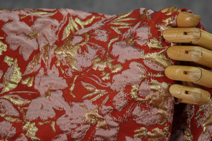 Embossed Floral Jacquard Fabric ��� Gold & Silver Threa" Wide