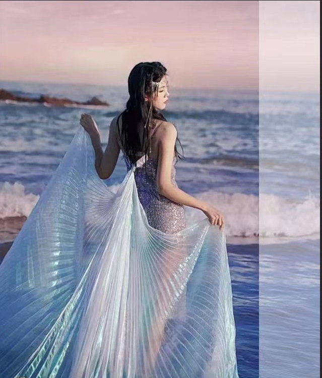 White Pleated Texture Fabric: 59"W Stiff Designer Fabric