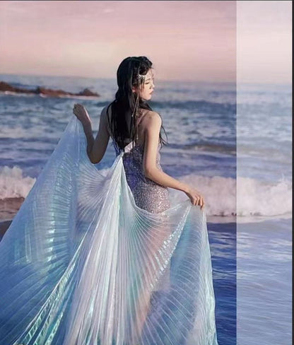 White Pleated Texture Fabric: 59"W Stiff Designer Fabric