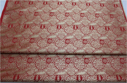 Cloud Brocade Fabric: Red & Gold Jacquard, Costume Dress Material
