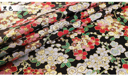 Cherry Blossom Jacquard Fabric: 59" Wide Silk Rayon Brocade