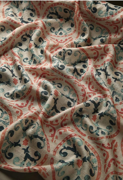 Tissu Tencel Ramie : Impression Dunhuang, Couture et Ameublement - Au mètre