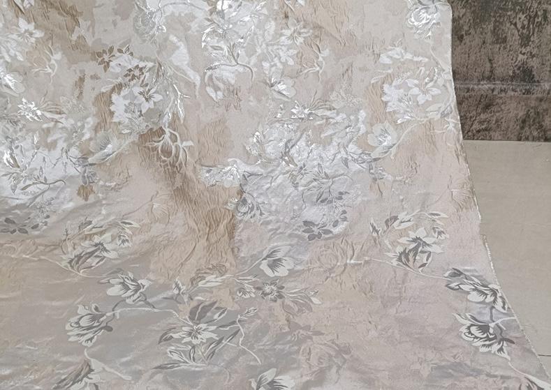 Gold Thread Floral Jacquard Fabric | Shimmer Brocade, 65" Wide