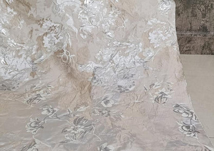 Gold Thread Floral Jacquard Fabric | Shimmer Brocade, 65" Wide