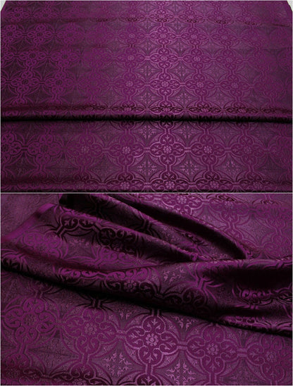 Plaid Brocade Fabric: Traditional Mongolian Robe Jacquard (29.5" W)