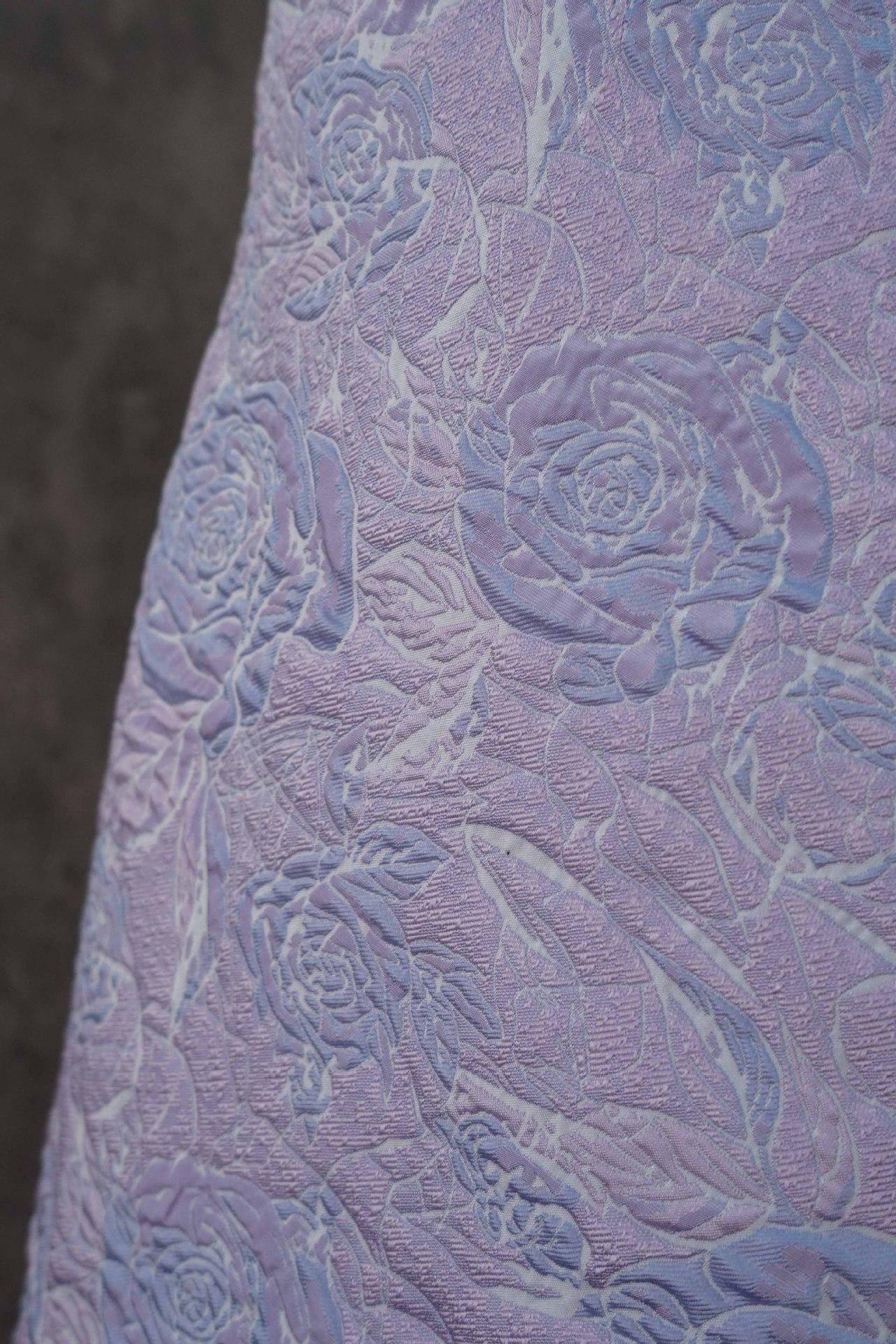 Lilac & Blue Floral Jacquard Woven Fabric: 3D Embossed Upholstery, Costume, Sewing - 55"W