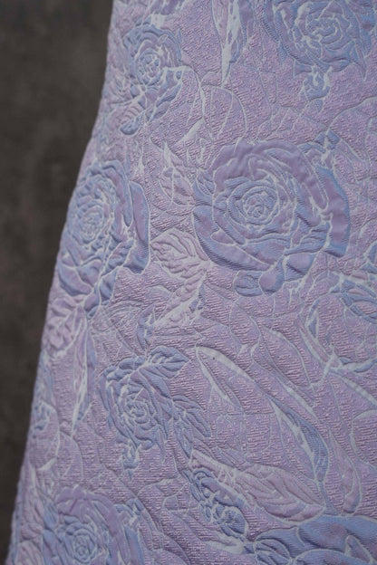 Lilac & Blue Floral Jacquard Woven Fabric: 3D Embossed Upholstery, Costume, Sewing - 55"W