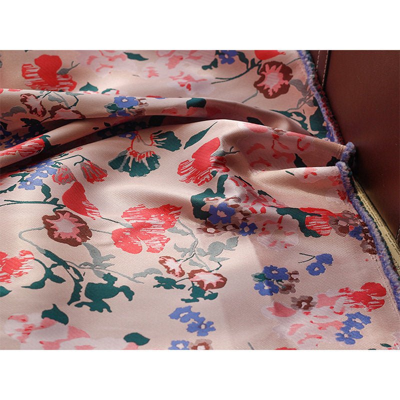 Morning Glory Jacquard Fabric: Pink Japanese Style Floral, 57" Wide - Poppylollipop