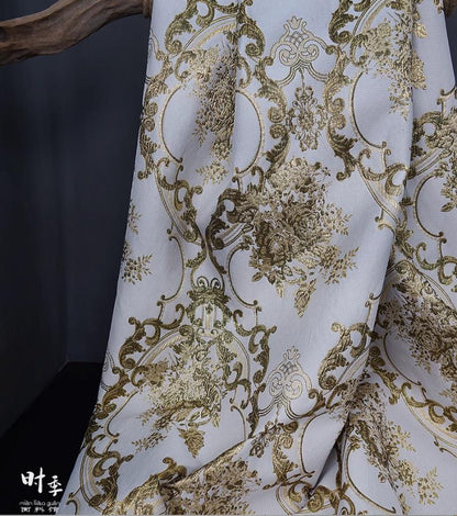 Jacquard Damask Fabric: Retro Palace Style, 55" Wide