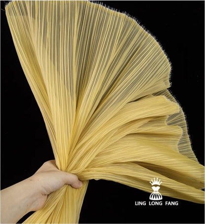 Matte Pleated Organza Fabric: 55" Wide Textured Polyester