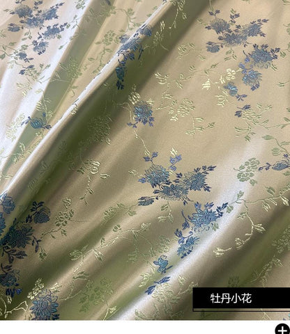 Tissu brocart floral vert clair : Tissu pour cosplay Cheongsam Qipao