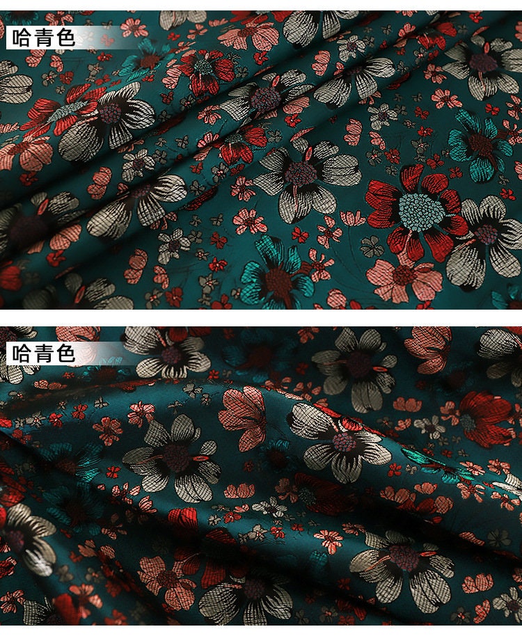 Floral Brocade Fabric: Silk Rayon Blend, 35" Wide